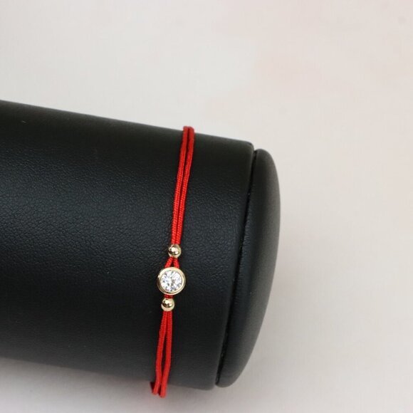 "Minimal Red String Bracelet with Center Stone, XPBL0786 - Picture 9 of 12